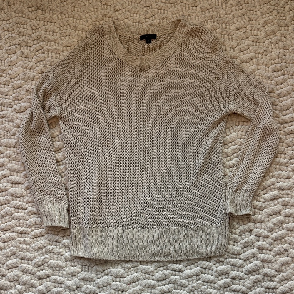 J Crew Linen Lightweight Crochet Sweater